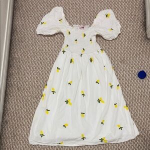White Dress w/ Yellow Embroidered Lemons